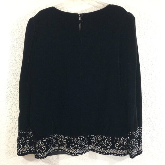 Neiman Marcus Velour Velvet Embellished Blouse - Picture 4 of 4